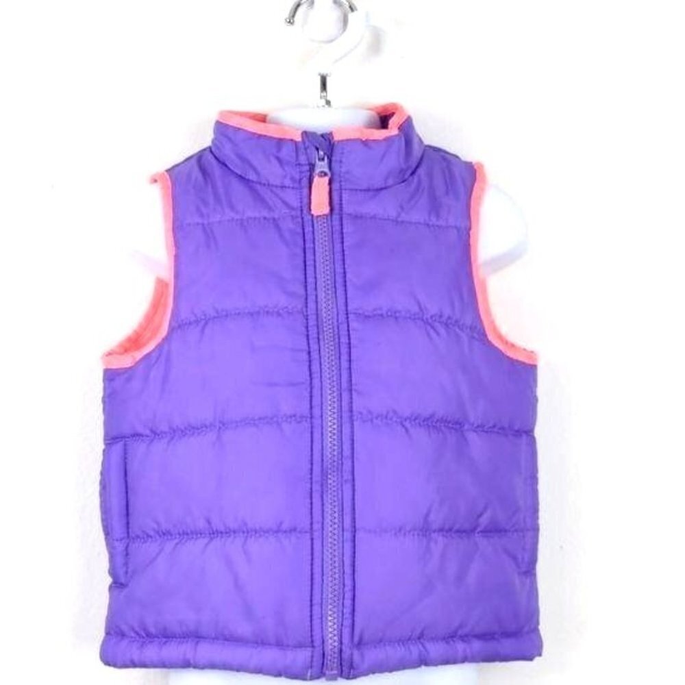 Oshkosh Girls Puffer Vest Purple & pink full zip 24M